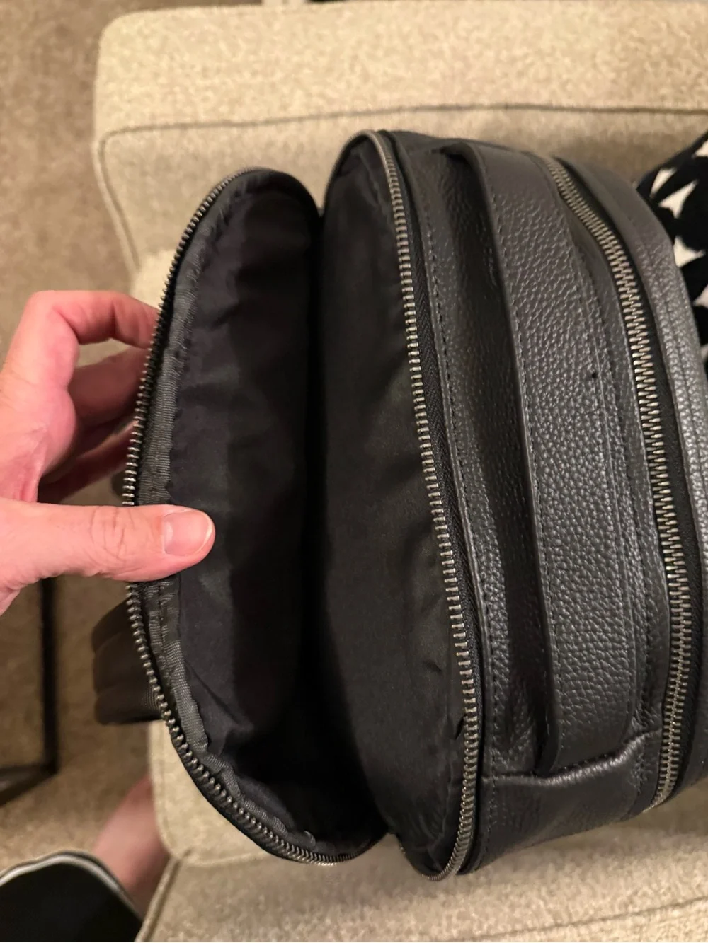 Black Leather Men's Backpack - Sleek Everyday Bag